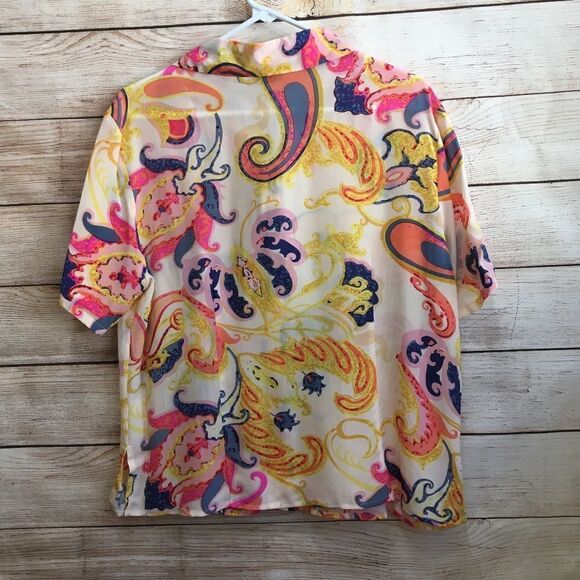 VINTAGE NEW WITH TAGS RENE MARGO PAISLEY TOP IN 100% SILK - Picture 3 of 6